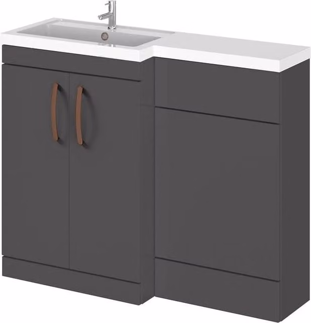 Balterley Modern Gloss Grey Left-Hand Vanity and WC Unit Combination, W: 110 cm, H: 84 cm