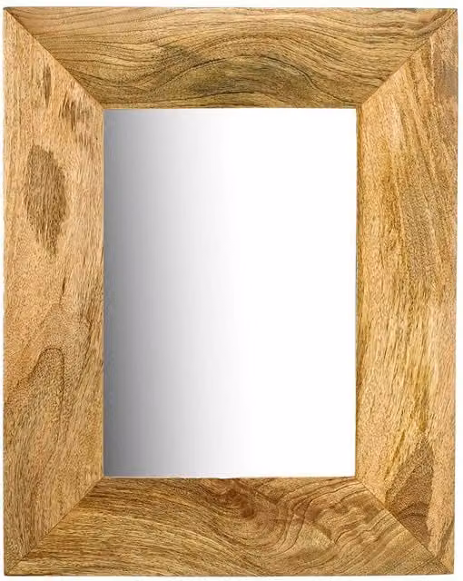 Elm Home And Garden Rustic Rectangular Solid Mango Wood Wall Mirror in Brown