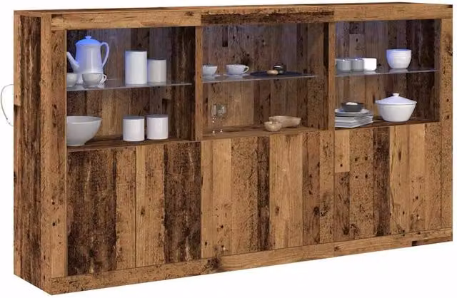Berkfield Home Rustic Brown Engineered Wood Sideboard with Integrated LED Lights W: 181.5 cm, D: 37 cm, H: 100 cm – 1