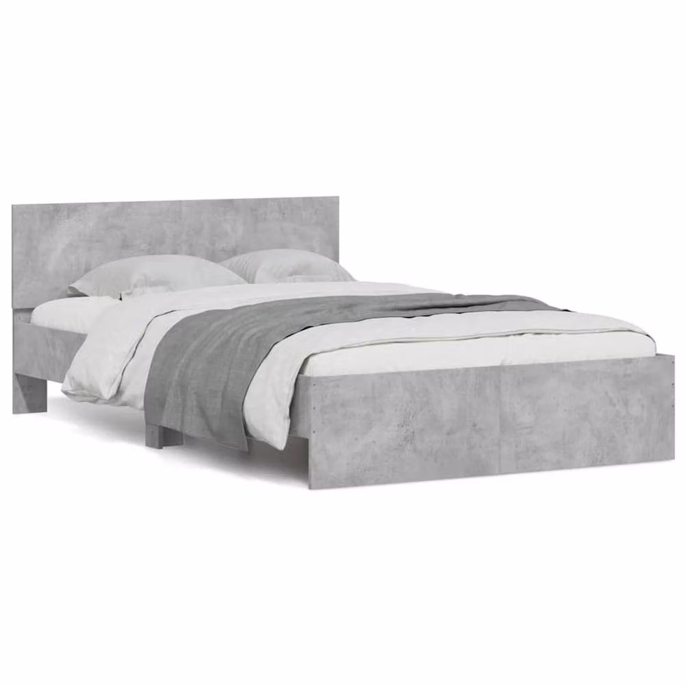 Berkfield Home Durable Bed Frame with Headboard and LED in Concrete Grey, W/D/H: 120 x 190 cm – 2