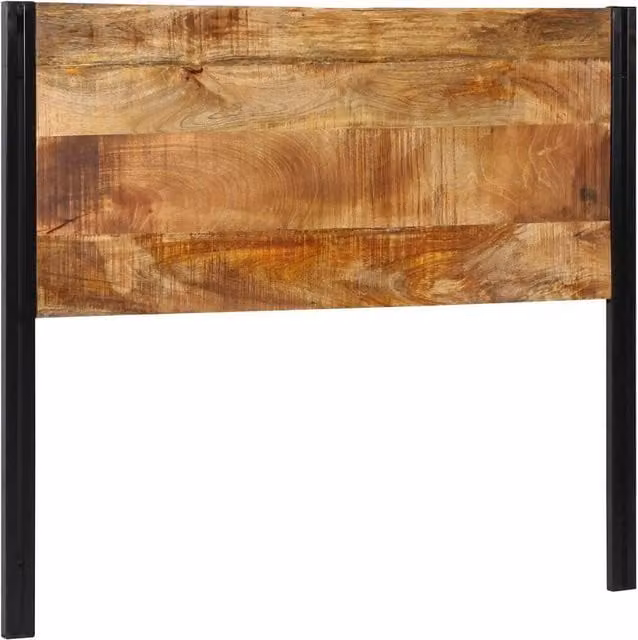 Berkfield Home Industrial Mango Wood and Iron Headboard in Brown, Width: 120 cm – 1