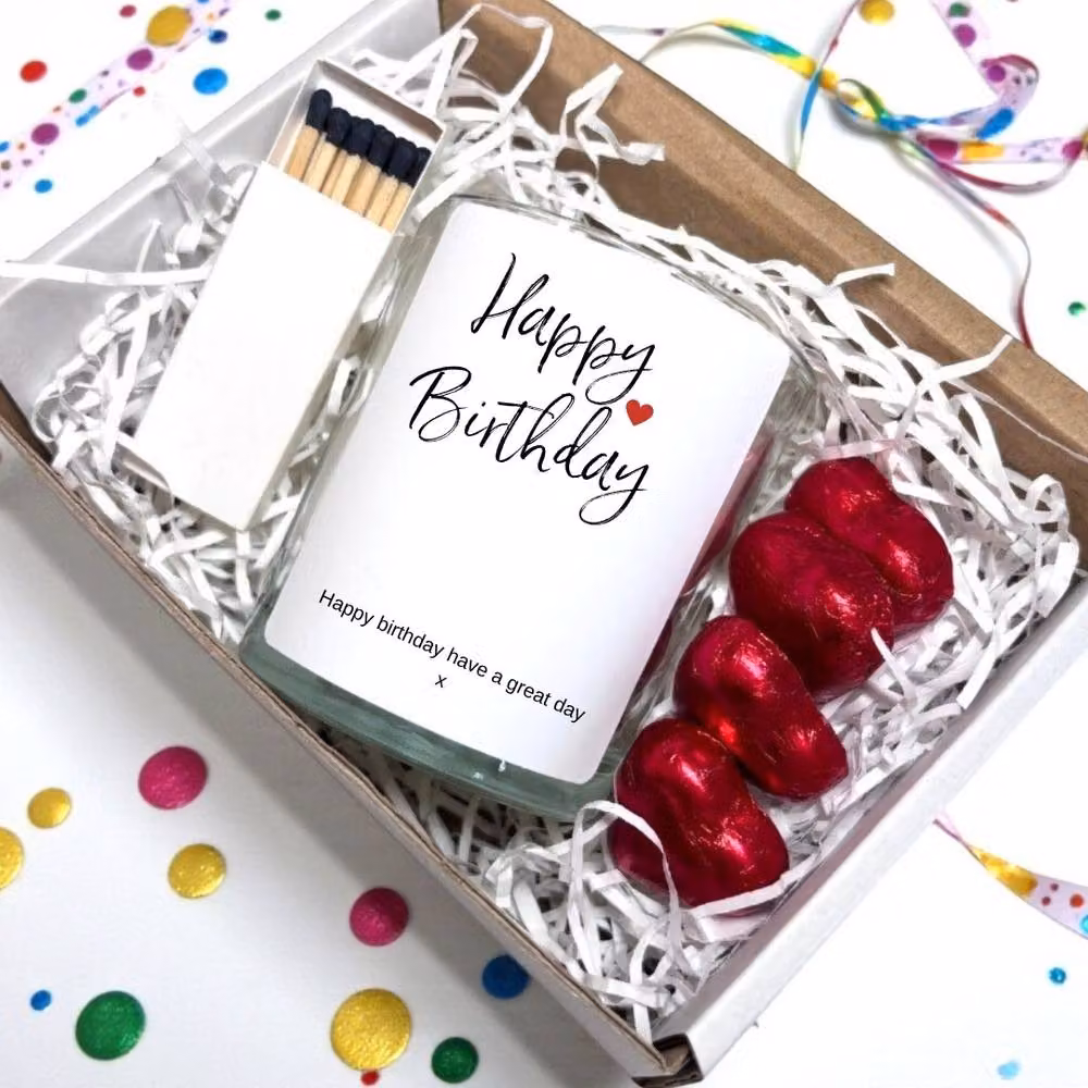 Aye Do Gifts Happy Birthday Candle Gift Set in White – 2
