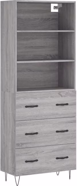 Berkfield Home Sonoma Highboard in Grey, W/D/H: 69.5 x 34 x 180 cm – 1