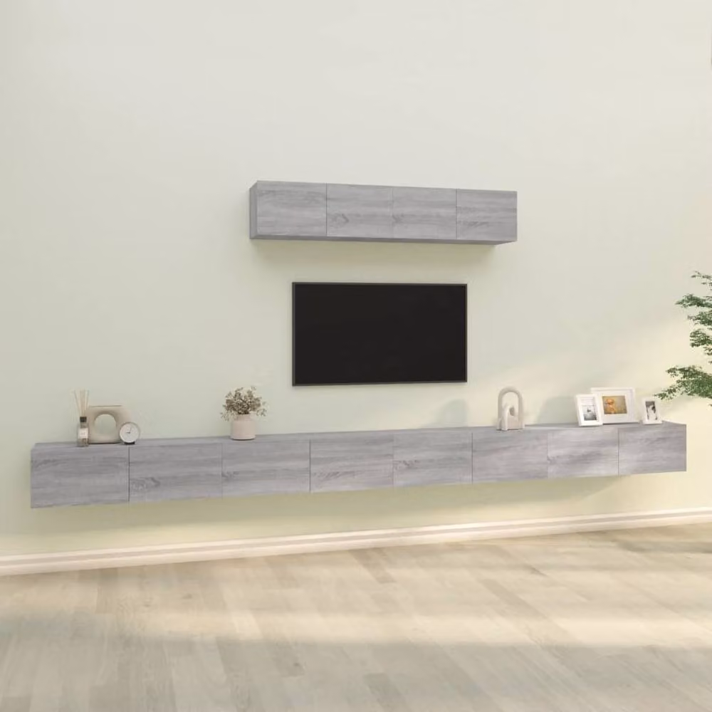 Berkfield Home Classic 4 Piece Grey Sonoma TV Cabinet Set in Engineered Wood and MDF – 2