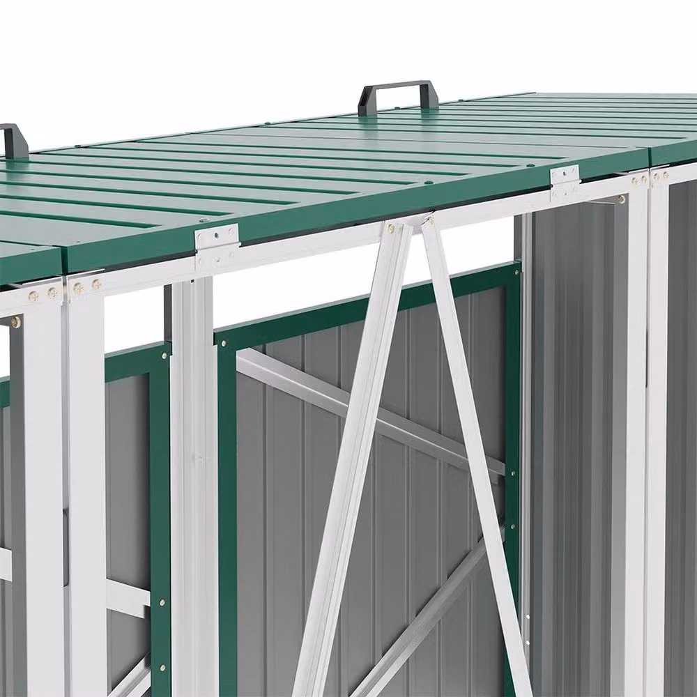 NESTLUNE Triple Wheelie Bin Storage Metal Cover in Green, W: 100 cm, D: 15 cm, H: 15 cm – 4