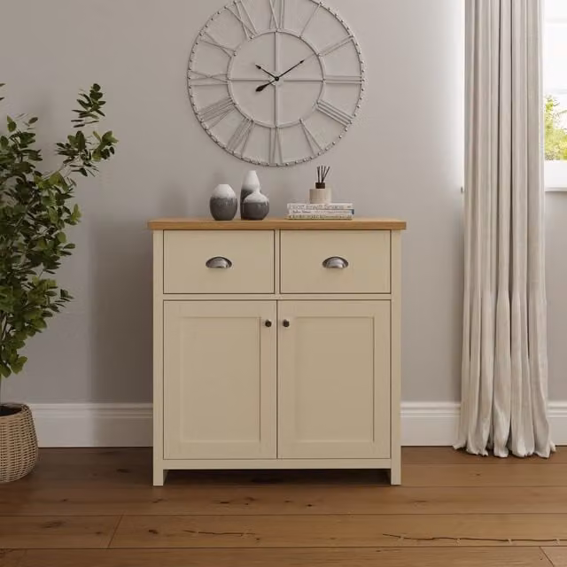 GFW Lancaster Compact Sideboard in Cream and Oak – 2