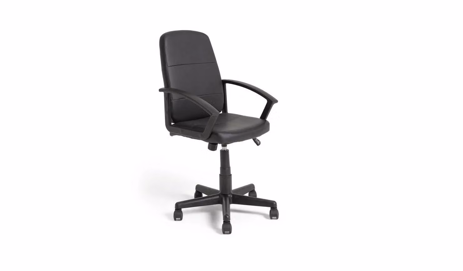 Argos Brixham Modern Black Faux Leather Swivel Task Chair with Armrests and Castors, W/D/H: 62.5 x 62 x 110 cm