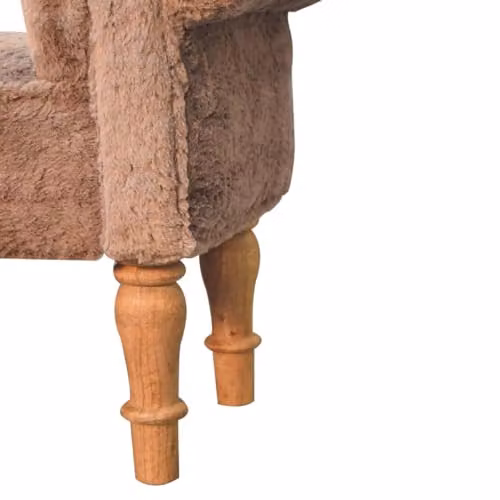 Adorable Lifestyle Modern Mango Wood Bedroom Bench with Brown Faux Fur Fabric – 6