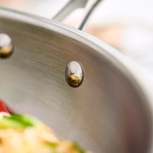 Tower Geo-Clad Silver Ceramic Hybrid Wok, 28cm – 2