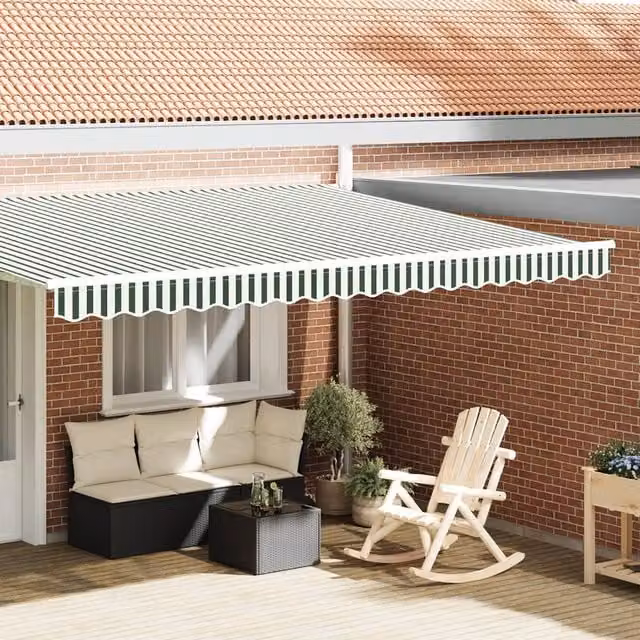 Berkfield Home Awning Valance for 4.5 m Frame, Green and White, W: 4.3 m, H: 0.2 m