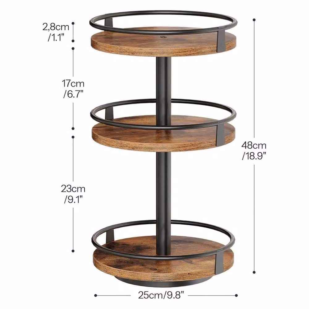 Kelvenix 3-Layer Rotating Metal Spice Rack in Brown – 2