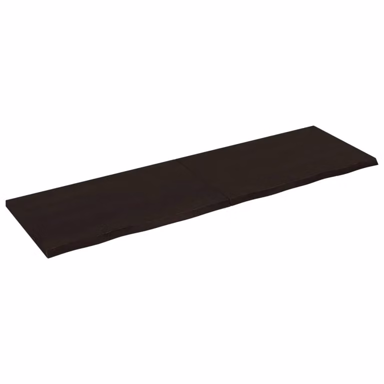 Berkfield Home Bathroom Countertop, Dark Brown and Grey Treated Solid Wood, W: 200 cm, D: 60 cm, H: 2-4 cm