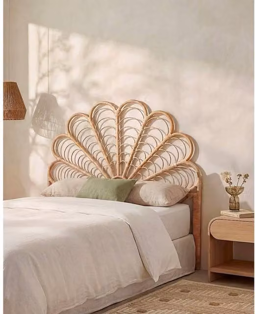 Vente-unique Flosia Rattan Headboard in Light Oak and Beige