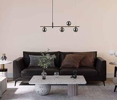 Netlighting Bletter Modern 4 Light Bar Pendant Ceiling Light in Black with G9 Glass Shades – 2