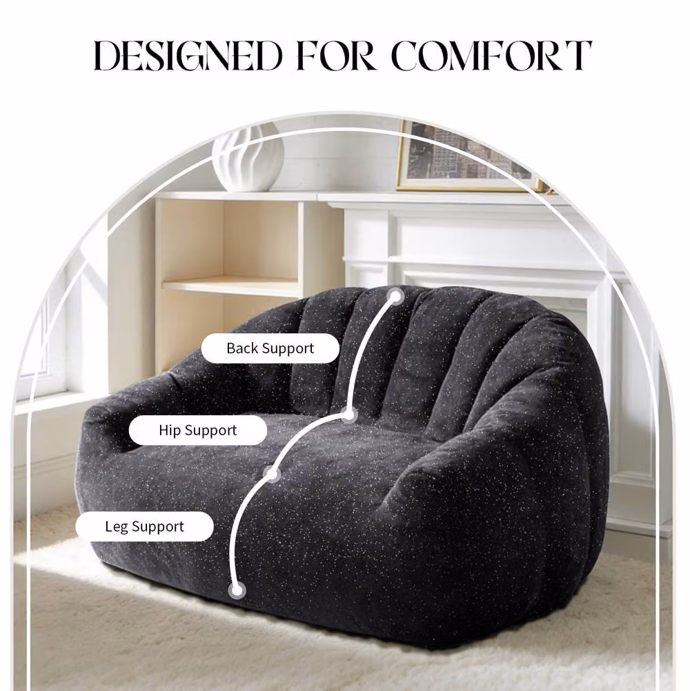 STILVORA 2 Seater Bean Bag Sofa with High Density Sponge in Black – 4