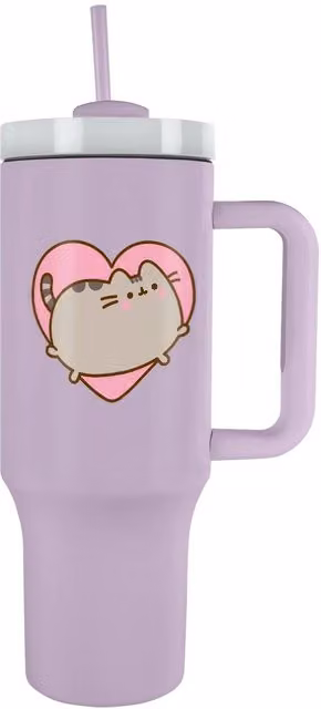 Pusheen Heart Purple Stainless Steel Travel Mug with Lid, 1.1 l