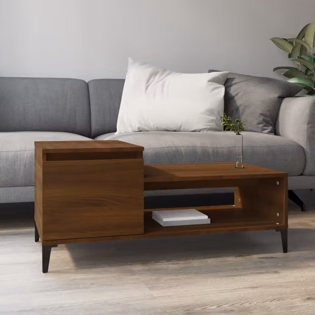 Berkfield Home Brown Oak Coffee Table, W/D/H: 100 x 50 x 45 cm – 1