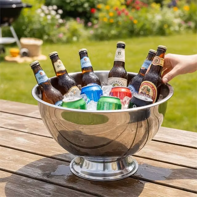 Nordara Silver Metal Champagne Ice Bucket Beverage Tub