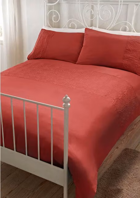 Velosso Floral Duvet Cover and Pillowcase Set, Red, 90 x 200 cm