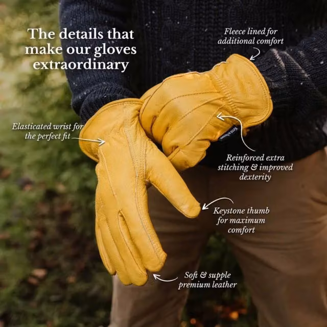 Kent & Stowe Leather Gardening Gloves in Yellow, Medium