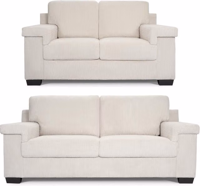 Bravich LTD Enzo Jumbo Corduroy Sofa in Cream and Beige with Adjustable Headrests and Removable Covers