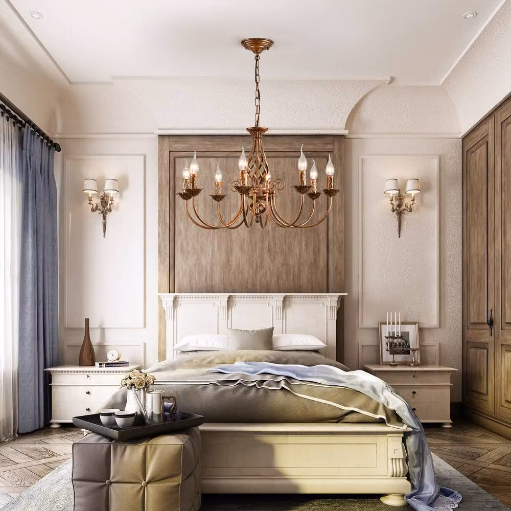 NIVOR 8-Light French Country Vintage Adjustable Bronze Pendant Chandelier – 3