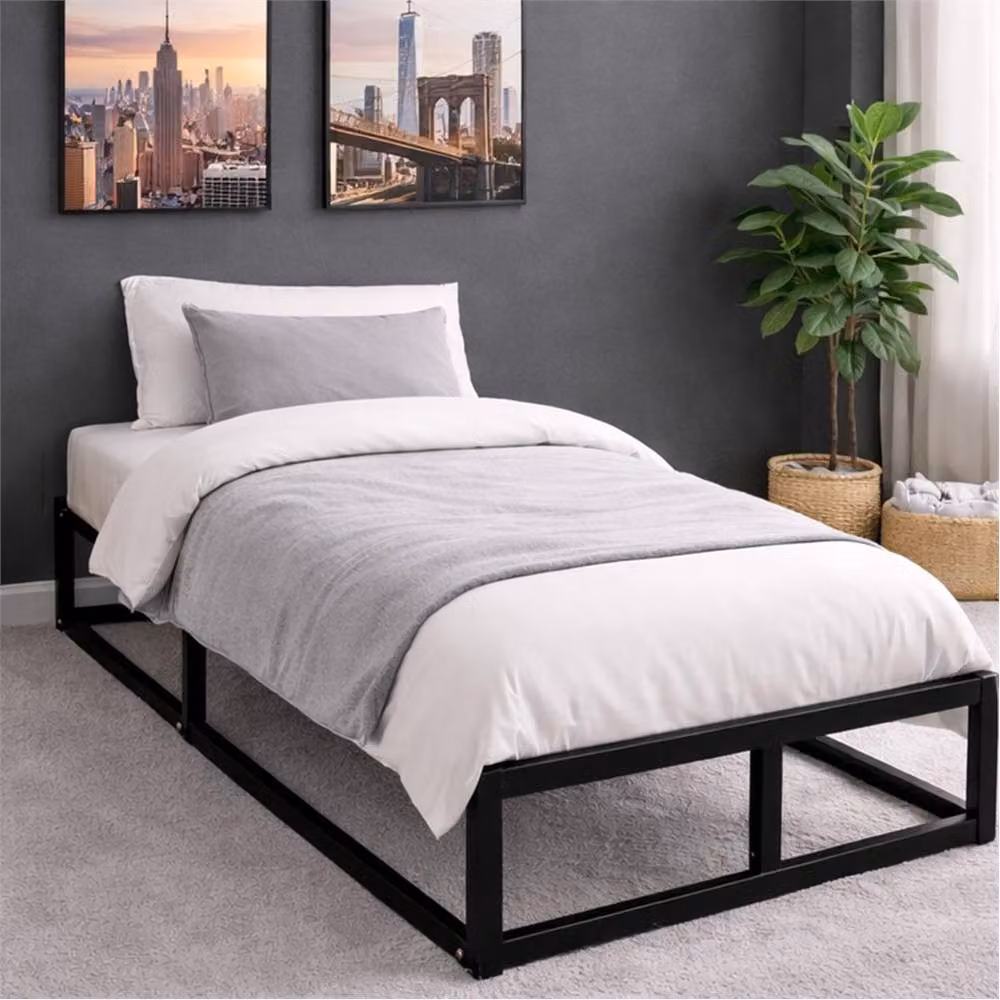 House Of Home FLAVORA Single Metal Bed Platform Frame in Black – 3