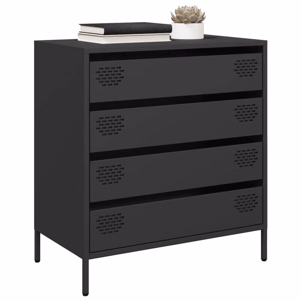 Berkfield Home Black Matt Sideboard in Cold-rolled Steel, W/D/H: 68 x 39 x 73.5 cm – 2