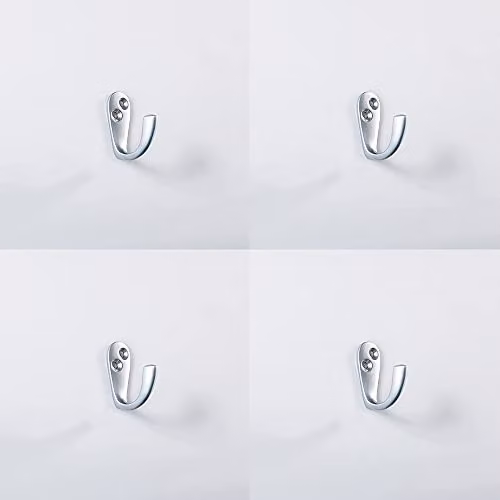 Loops 4 Pack Victorian One Piece Single Bathroom Robe Hook, Satin Chrome, 40mm Projection