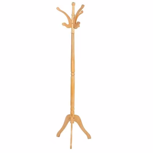 Orsina Brown Wooden Coat Stand with Post Tree Design and Distributed Point Hooks, H 182 x W 68 x D 68 cm