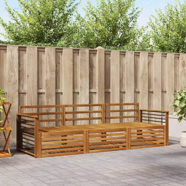 Berkfield Home 3-Piece Outdoor Sofa Set in Brown Solid Acacia Wood – 1