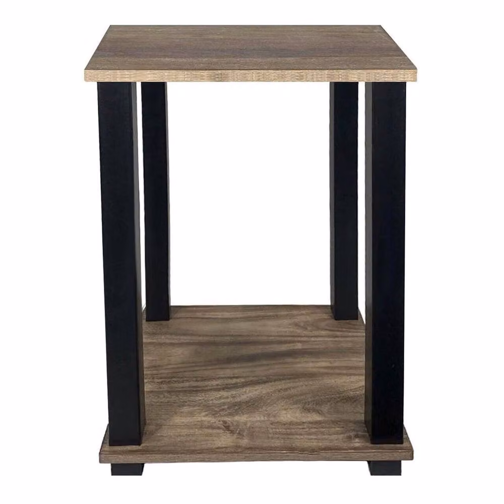 EONLION 2 Tier Side Table with Shelf in Brown Light Walnut – 4