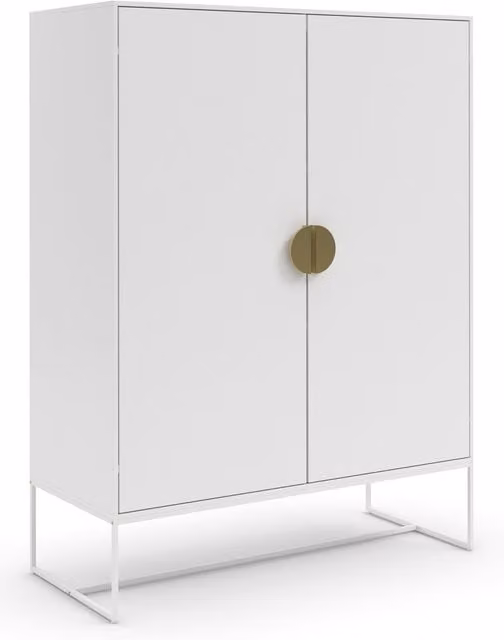Asia White 2-Door Freestanding Cabinet with 2 Internal Shelves