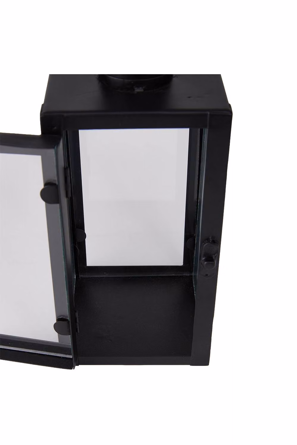 ExtraStar 2-Piece Black Metal and Glass Pillar Candle Holder Set for Tabletop Use – 6