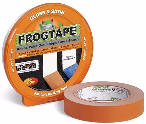 Frog Tape Orange Painters Masking Tape for Gloss and Satin Finishes, Width: 24 mm, Length: 41.1 m