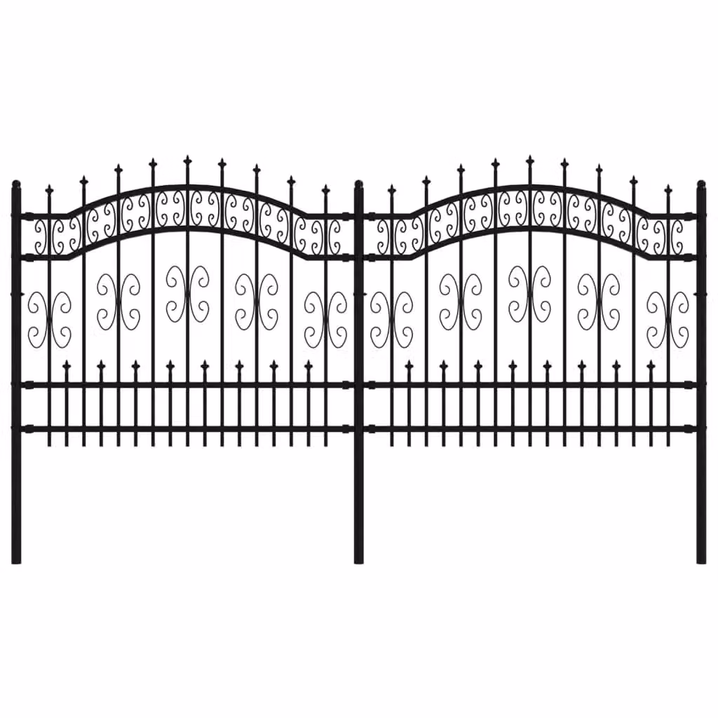 Berkfield Home Spear Top Garden Fence, Black Powder-coated Steel, Height: 140 cm – 2