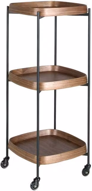 Angel Cerda Walnut Minibar Trolley with Black Steel Structure, W/D/H: 50 x 50 x 124 cm – 1