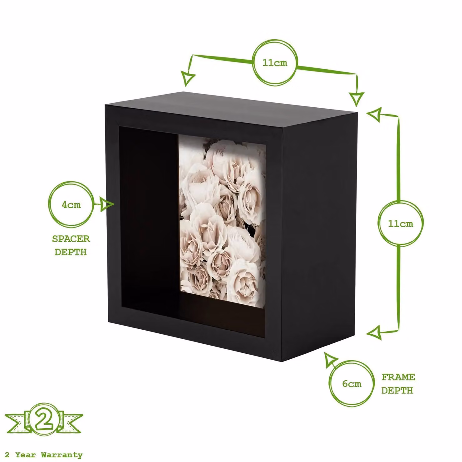 Nicola Spring 3D Shadow Box Photo Frames, Pack of 5, Black, W/H: 10 x 10 cm – 3