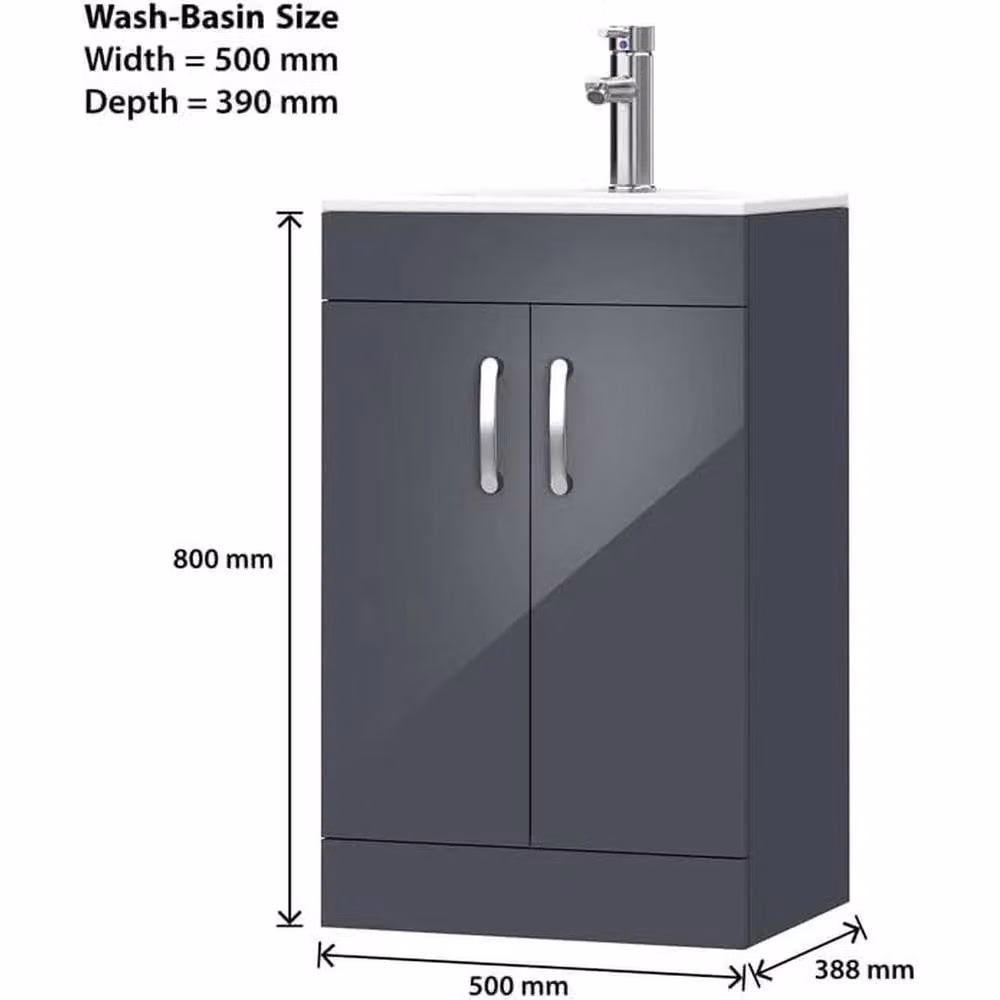 FORGEVIO Grey Floor Standing Bathroom Vanity Unit with Basin, Width: 50 cm – 2