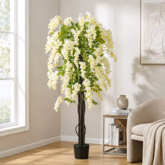 STILVORA Artificial White Wisteria Tree, Height: 160 cm
