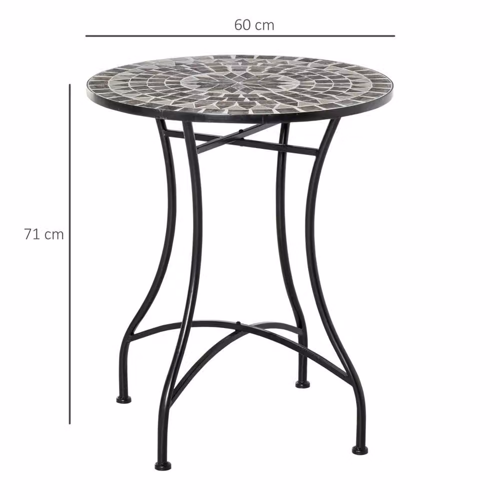 FORGEVIO Multicolour Round Mosaic Metal Side Table and Plant Stand, Diameter: 60 cm, H x W x D: 60 x 60 x 60 cm – 2