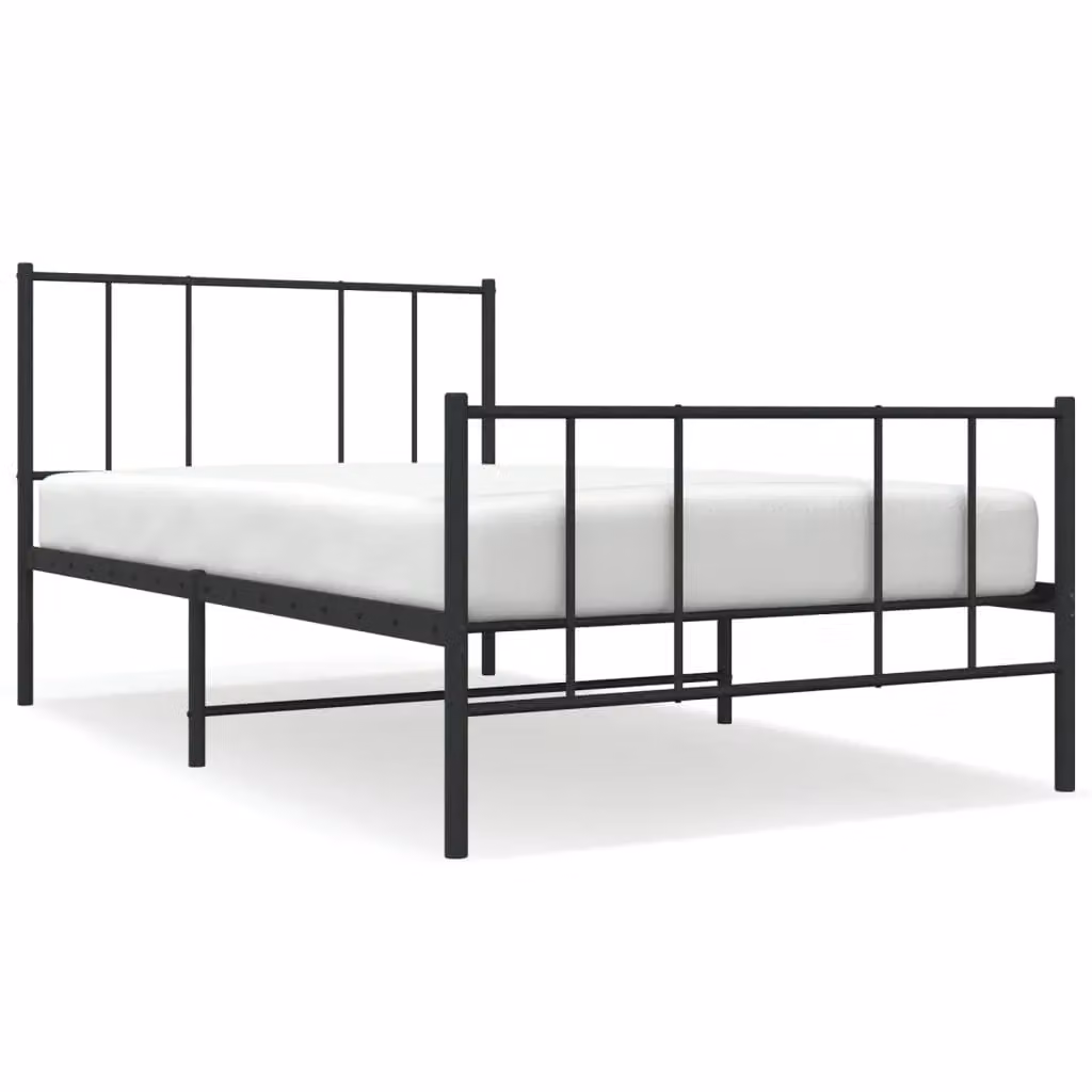 Berkfield Home Metal Bed Frame with Headboard and Footboard in Black, W/D/H: 90 x 190 cm – 2