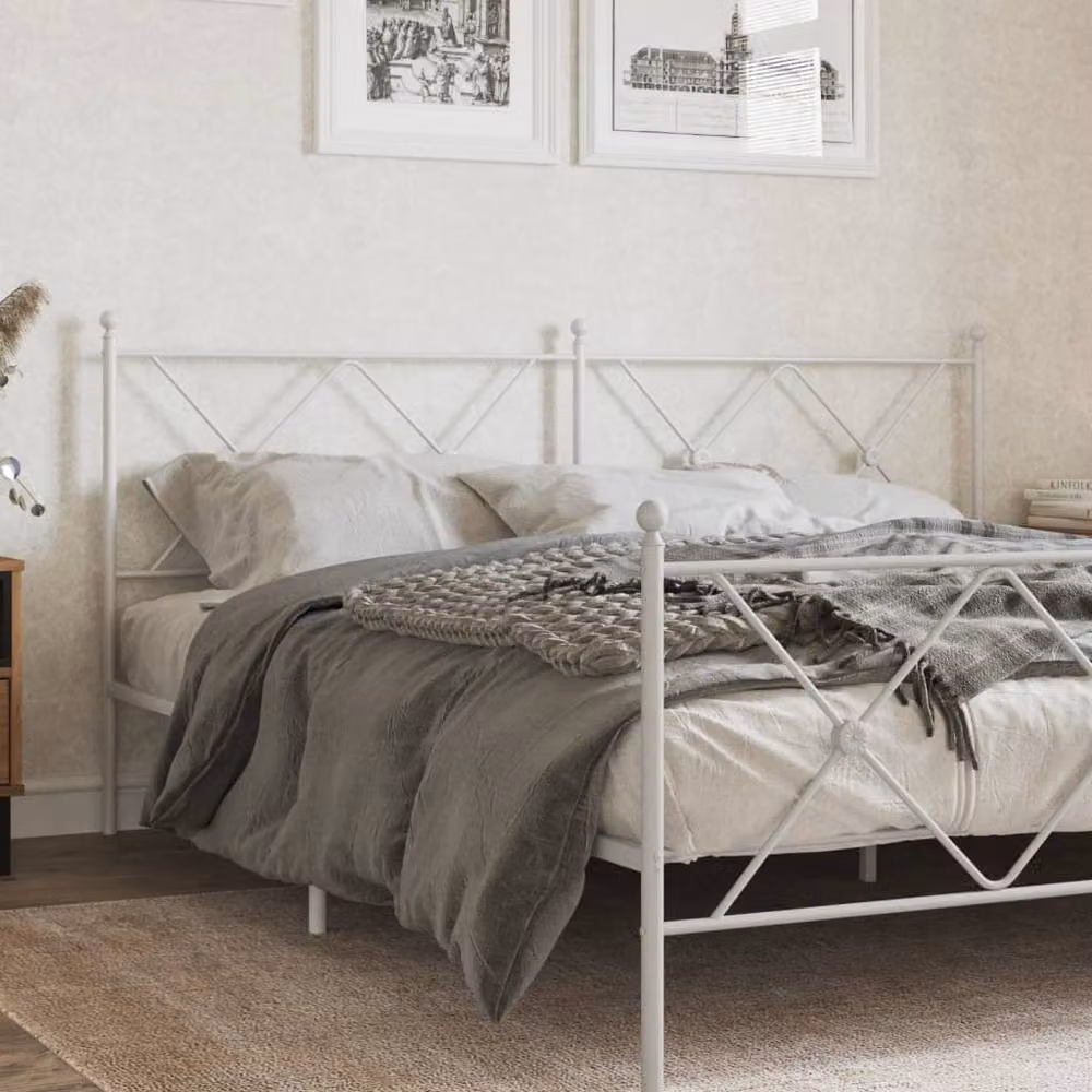 Berkfield Home Classic Metal Headboard in White – 2