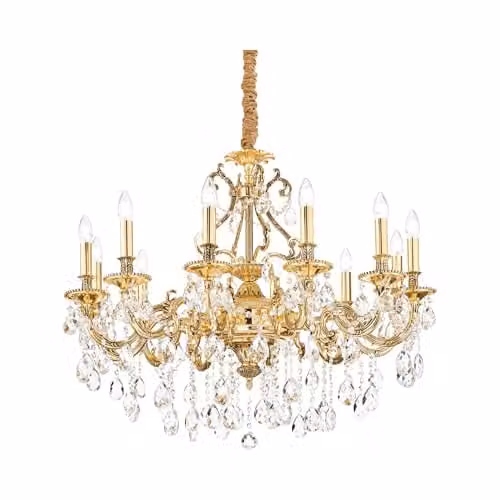 Netlighting Gioconda Gold/Brass Crystal Pendant Light with Height Adjustment