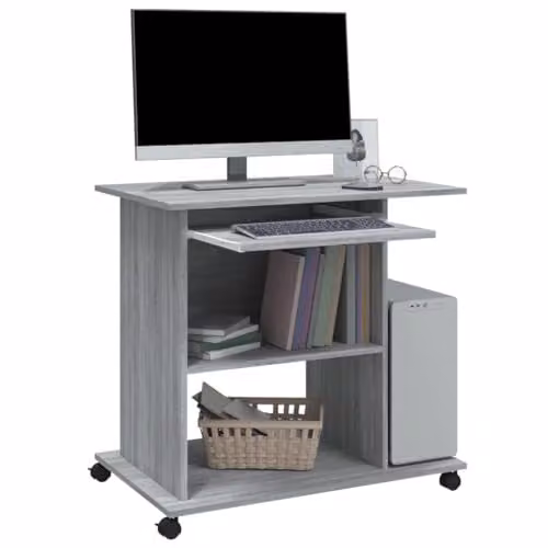 vidaXL Computer Desk in Grey Sonoma, W/D/H: 80 x 50 x 75 cm – 4