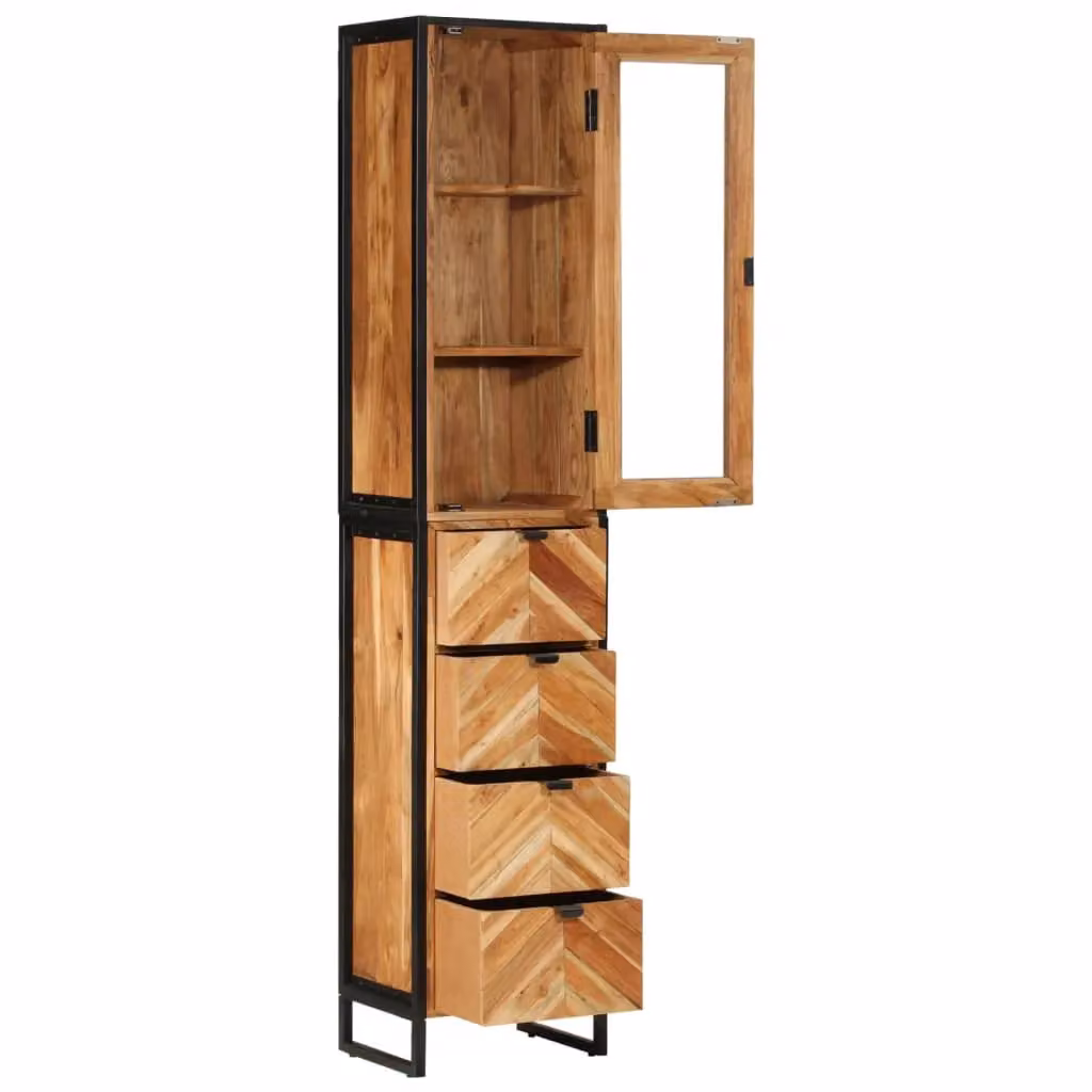 Berkfield Home Industrial Bathroom Cabinet in Brown Acacia Wood and Iron, W/D/H: 40 x 27 x 190 cm – 2
