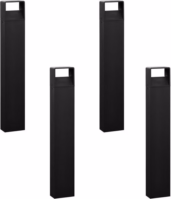 Loops 4 Pack Anthracite Aluminium IP44 Outdoor LED Bollard Lights for Garden and Floor
