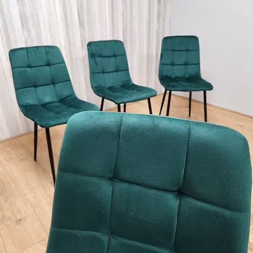 Kosy Koala Set of 4 Green Velvet Tufted Dining Chairs with Soft Padded Seats – 2