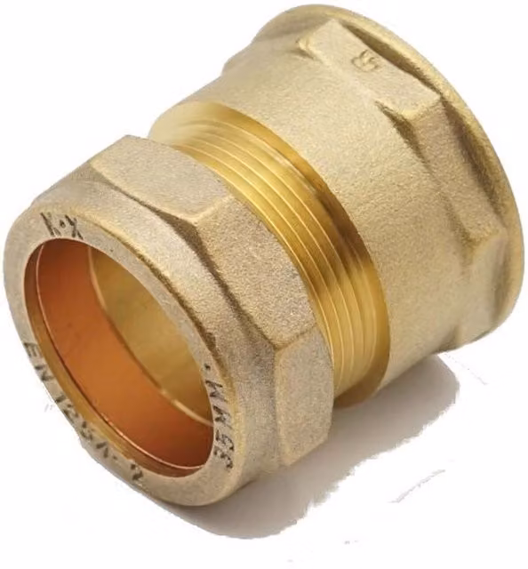 Prima Plus Brass Compression Adaptor 35mm x 1.1/4" Female, Gold
