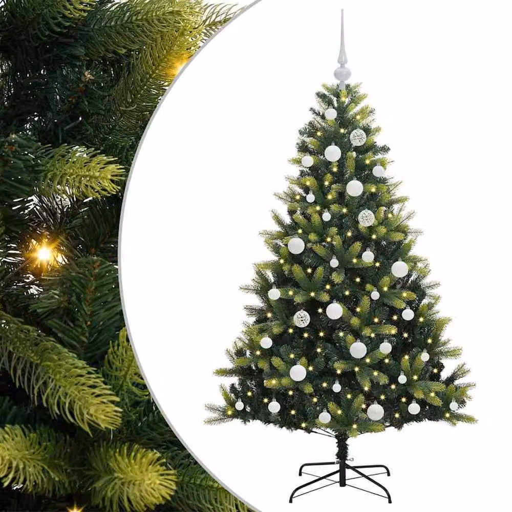Berkfield Home Realistic Artificial Hinged Christmas Tree with 150 LEDs, Green, Height: 150 cm – 3